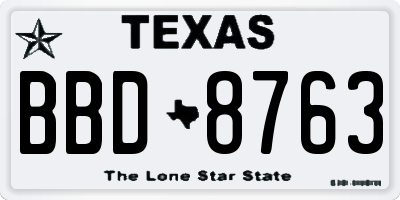 TX license plate BBD8763