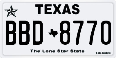 TX license plate BBD8770