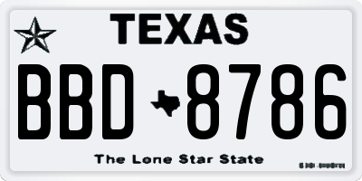 TX license plate BBD8786