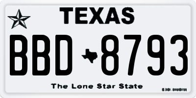TX license plate BBD8793