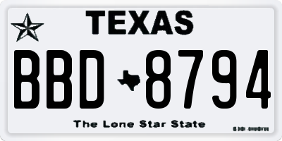 TX license plate BBD8794