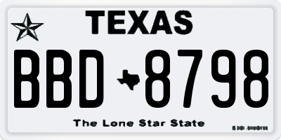 TX license plate BBD8798