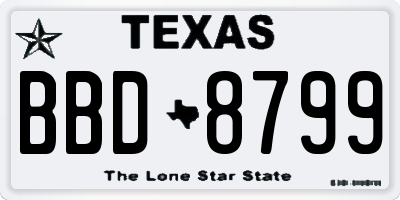 TX license plate BBD8799