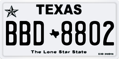 TX license plate BBD8802