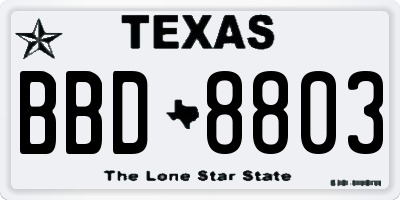 TX license plate BBD8803