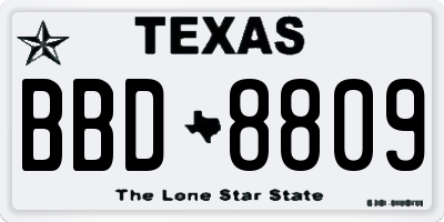 TX license plate BBD8809