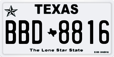 TX license plate BBD8816