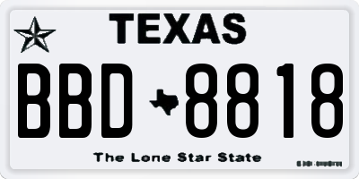 TX license plate BBD8818