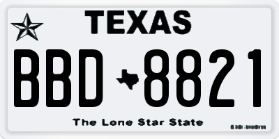 TX license plate BBD8821