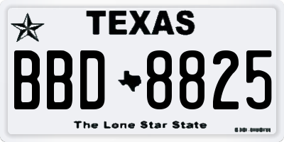 TX license plate BBD8825