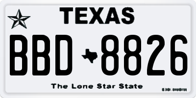 TX license plate BBD8826