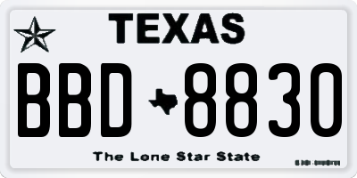 TX license plate BBD8830