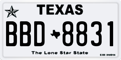 TX license plate BBD8831