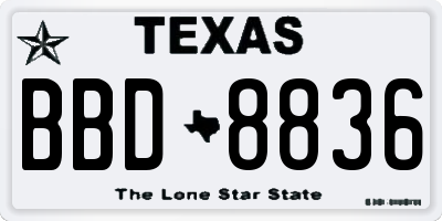 TX license plate BBD8836