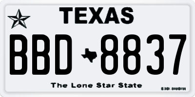 TX license plate BBD8837