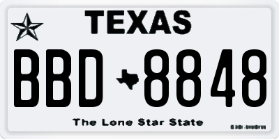 TX license plate BBD8848