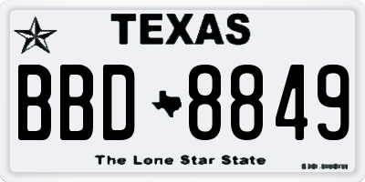 TX license plate BBD8849