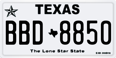 TX license plate BBD8850
