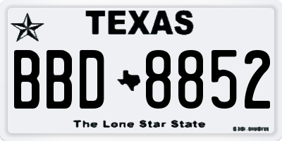 TX license plate BBD8852