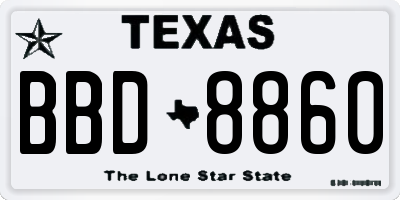 TX license plate BBD8860
