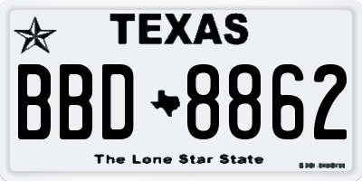 TX license plate BBD8862