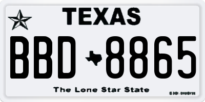 TX license plate BBD8865