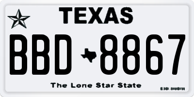 TX license plate BBD8867