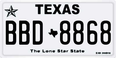 TX license plate BBD8868