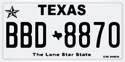 TX license plate BBD8870