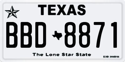 TX license plate BBD8871