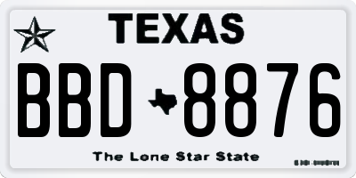 TX license plate BBD8876