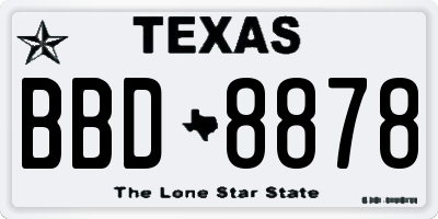 TX license plate BBD8878