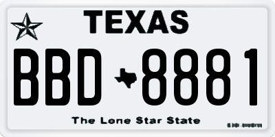 TX license plate BBD8881