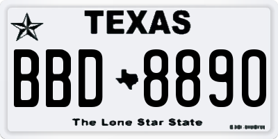 TX license plate BBD8890