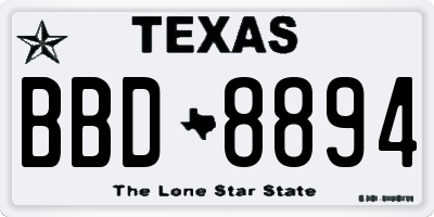 TX license plate BBD8894