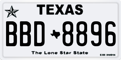 TX license plate BBD8896