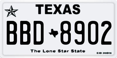 TX license plate BBD8902