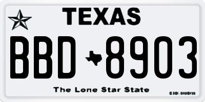 TX license plate BBD8903