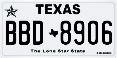 TX license plate BBD8906