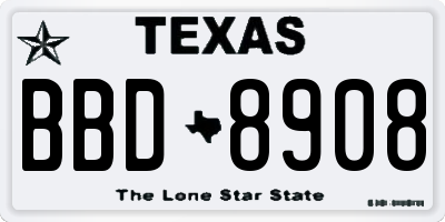 TX license plate BBD8908