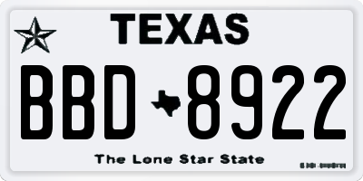 TX license plate BBD8922