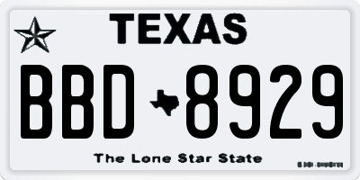 TX license plate BBD8929