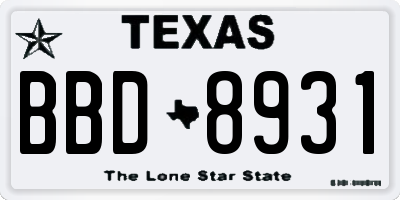 TX license plate BBD8931