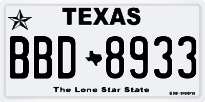TX license plate BBD8933