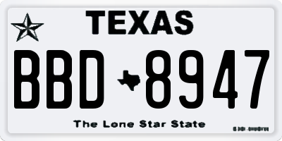TX license plate BBD8947