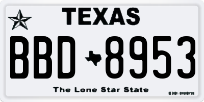 TX license plate BBD8953