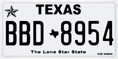 TX license plate BBD8954
