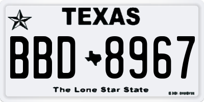 TX license plate BBD8967