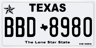 TX license plate BBD8980