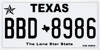 TX license plate BBD8986